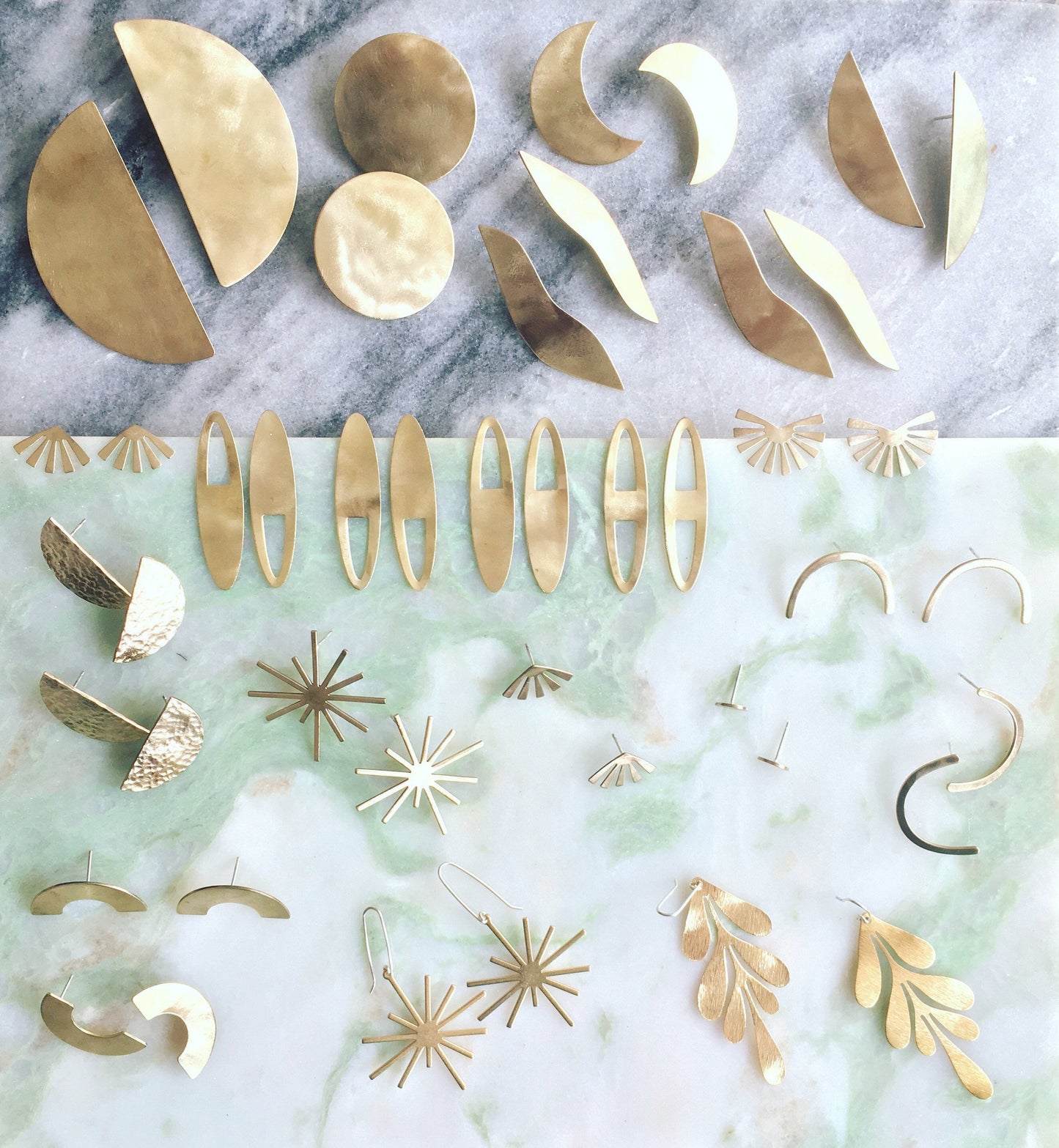 Freeform brass earrings