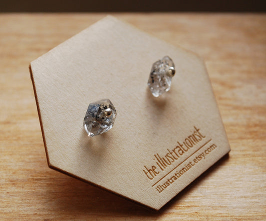 Tula earrings, Eco sterling silver Herkimer earrings