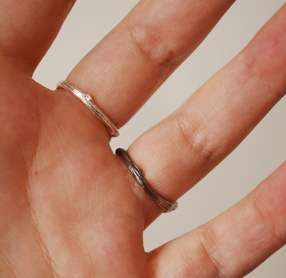 Eco sterling silver twig ring