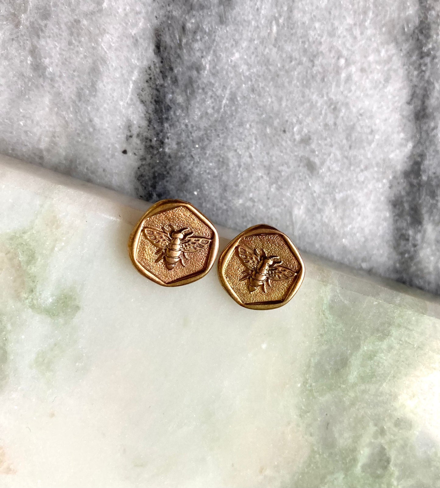 Bee coin earrings