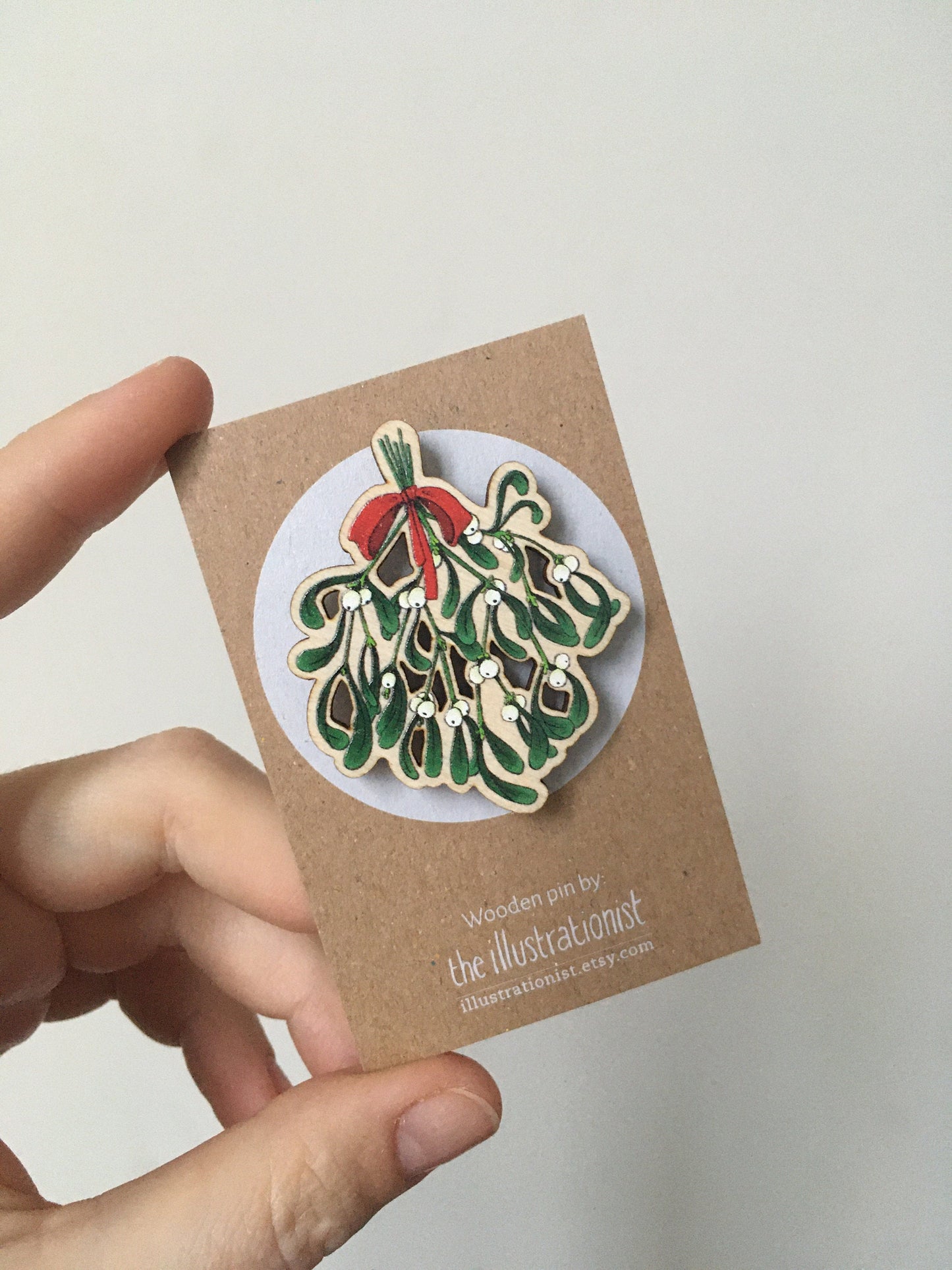 Christmas Mistletoe Wooden Pin