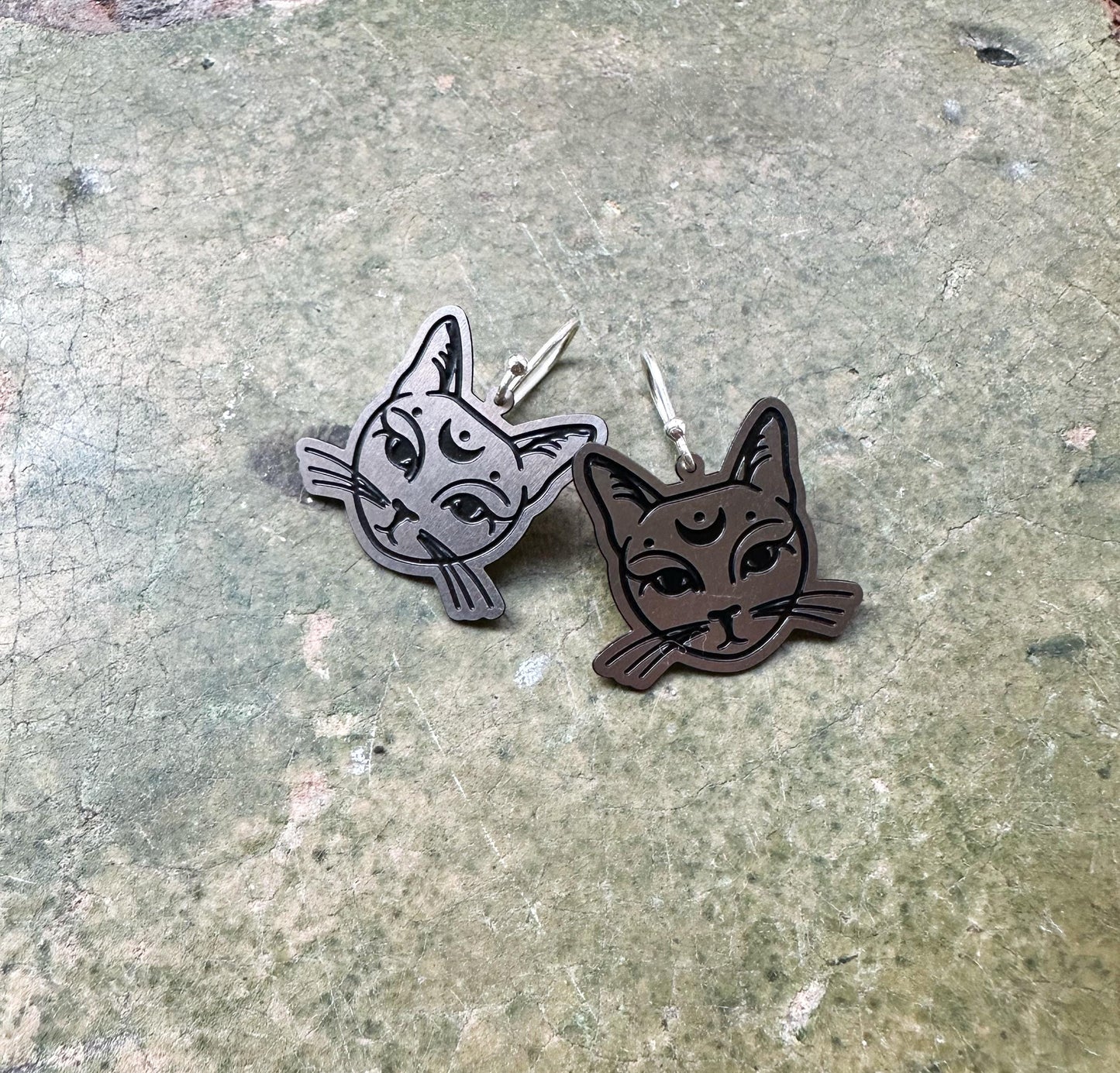 Cat pendant earrings