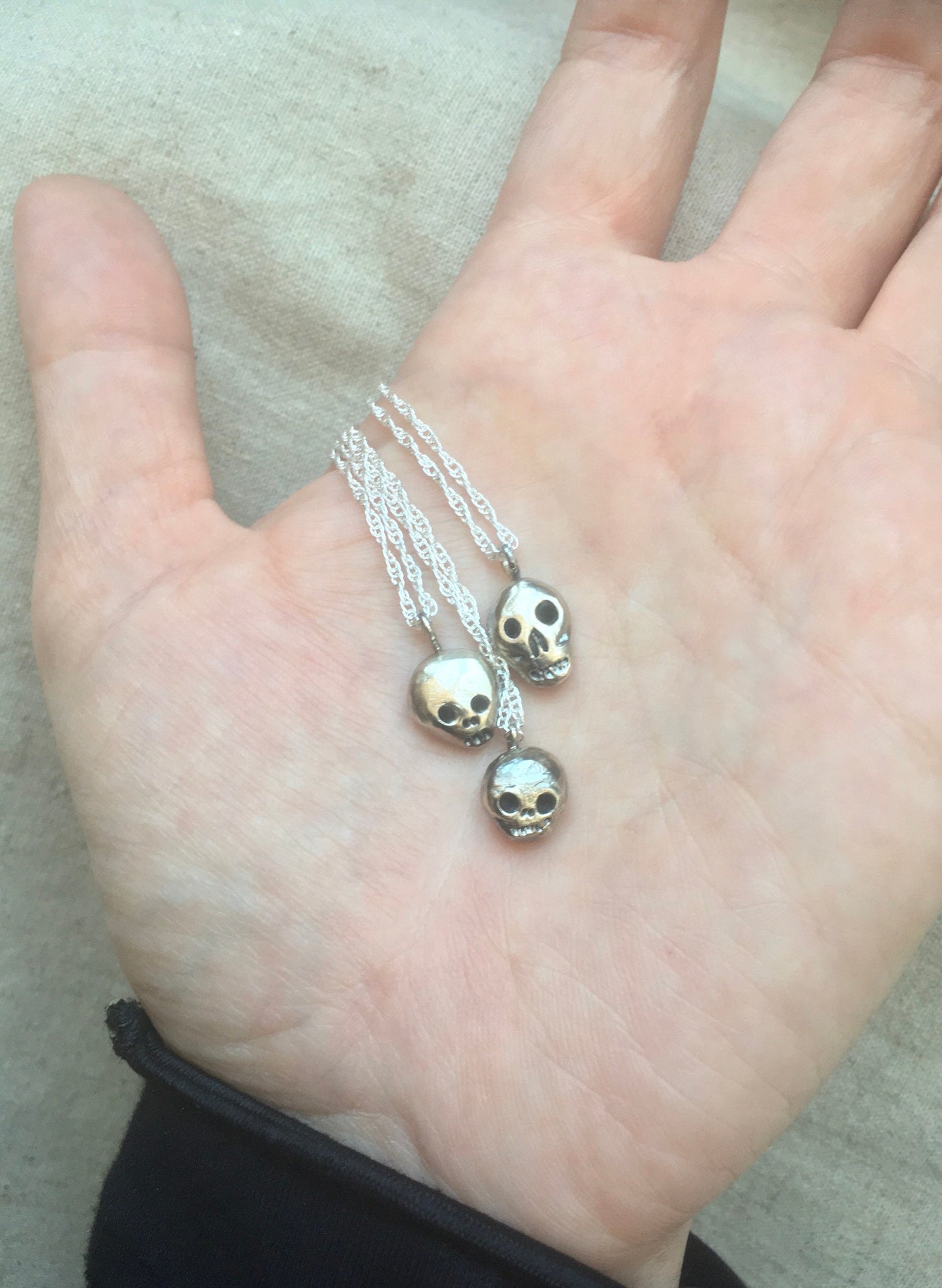 Skul necklace, Eco sterling silver skull pendant