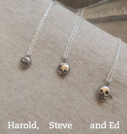 Skul necklace, Eco sterling silver skull pendant