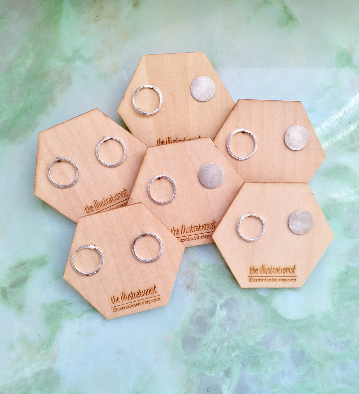 Reta earrings, eco sterling silver circle pins, irregular earrings