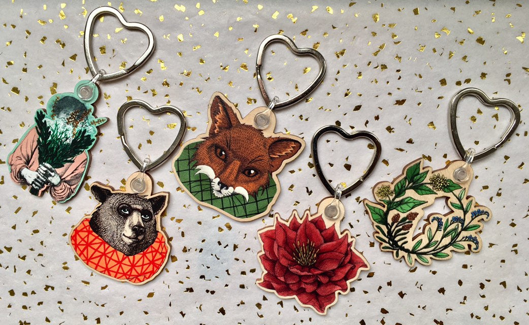 Brown bear keychain, Woodland Gift (Housewarming gift)
