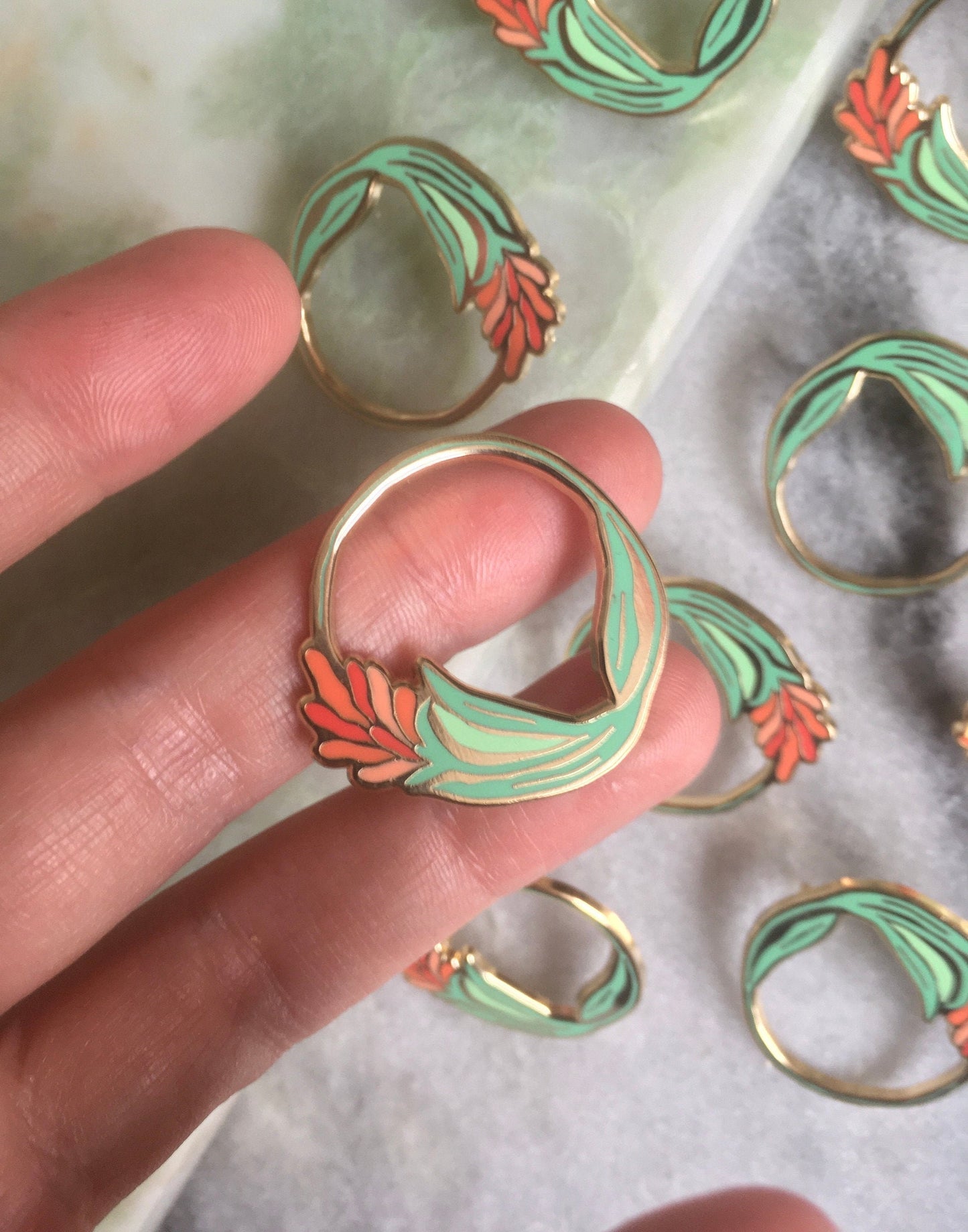 Protea flower circle pin
