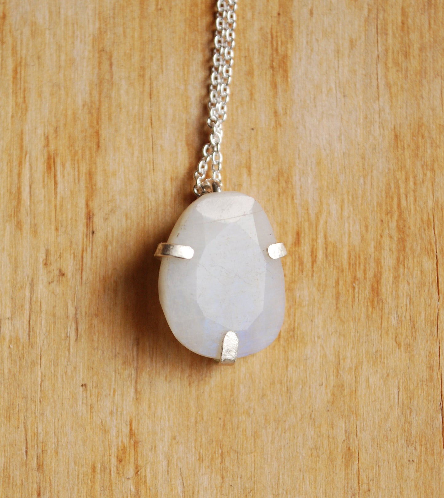 Rose necklace, Eco sterling silver white moonstone necklace