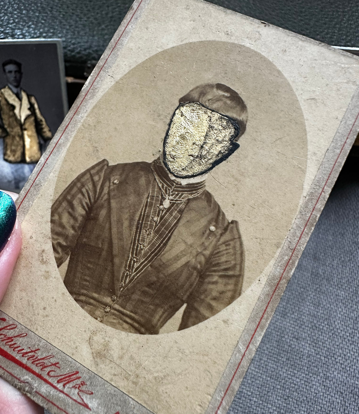 The gold people, Painted vintage photo, real gold leaf art