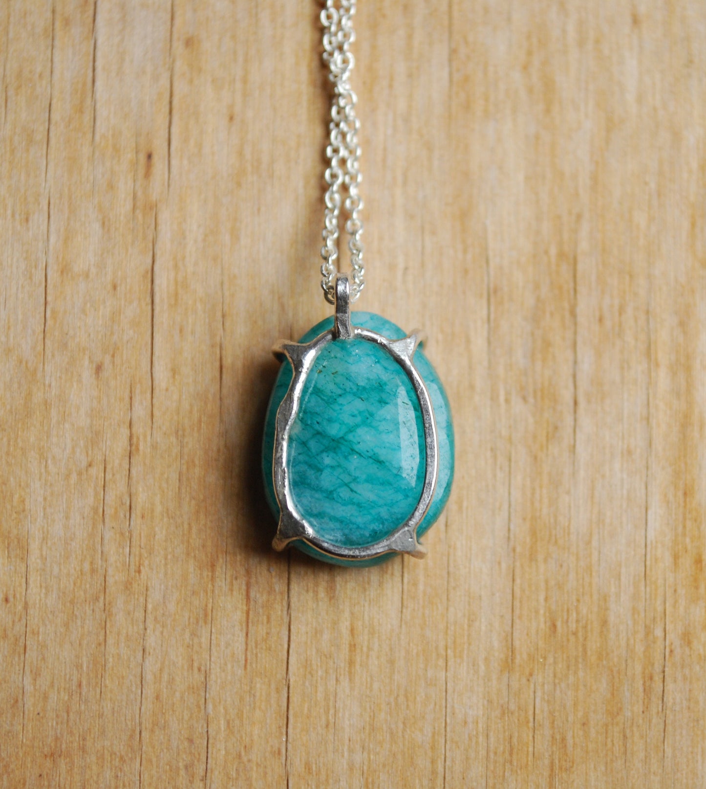 Rose necklace, eco sterling silver green moonstone necklace