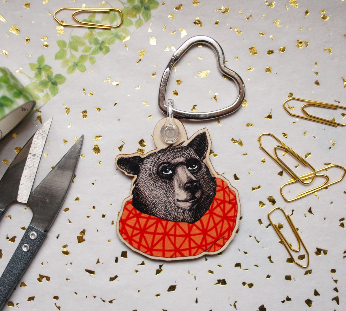Brown bear keychain, Woodland Gift (Housewarming gift)